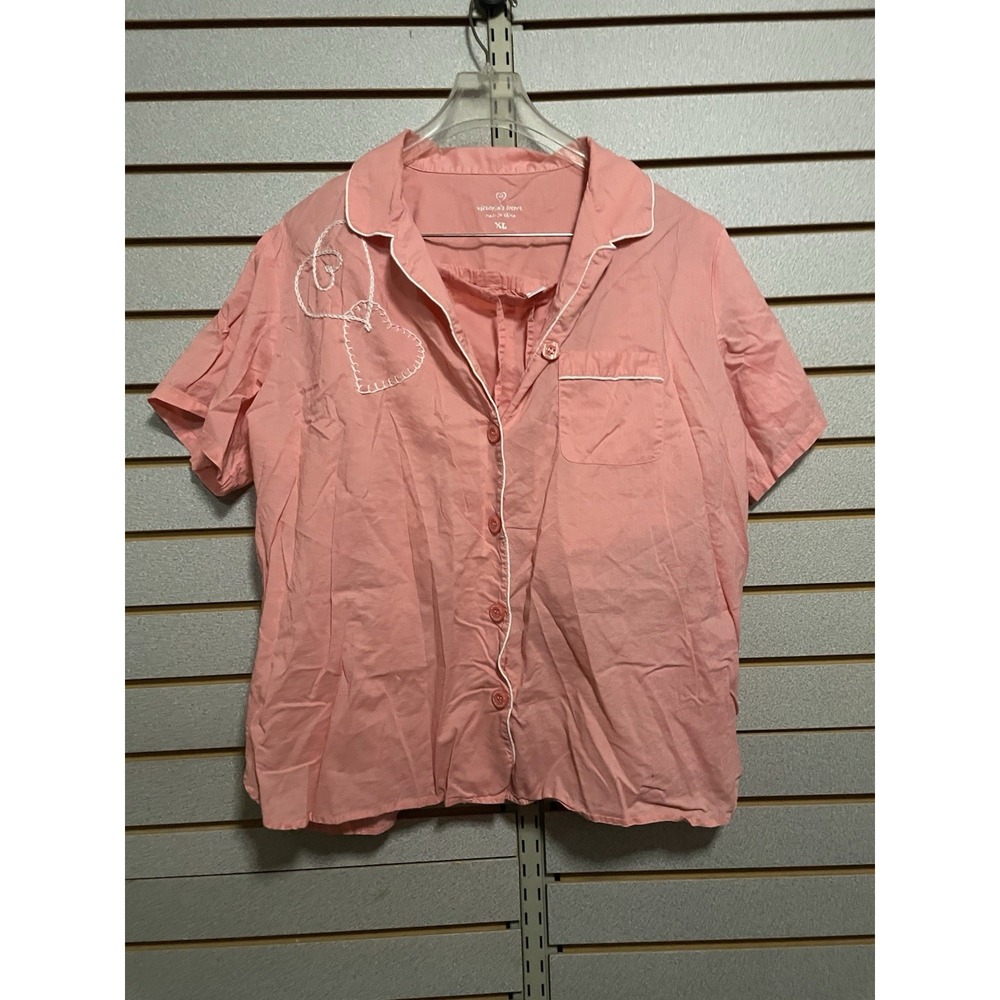 VS Victoria's Secret Large Pajamas Sleepwear Lounge Coral Set 2 Pcs Shirt Shorts